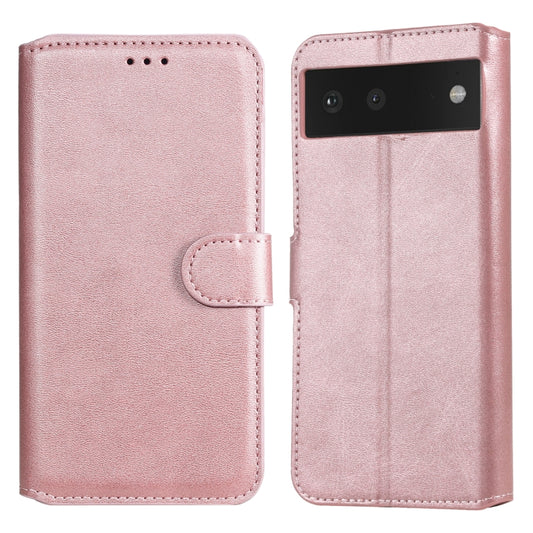 Classic Calf Texture PU + TPU Horizontal Flip Leather Case with Holder & Card Slots & Wallet For Google Pixel 6(Rose Gold) - Google Cases by buy2fix | Online Shopping UK | buy2fix