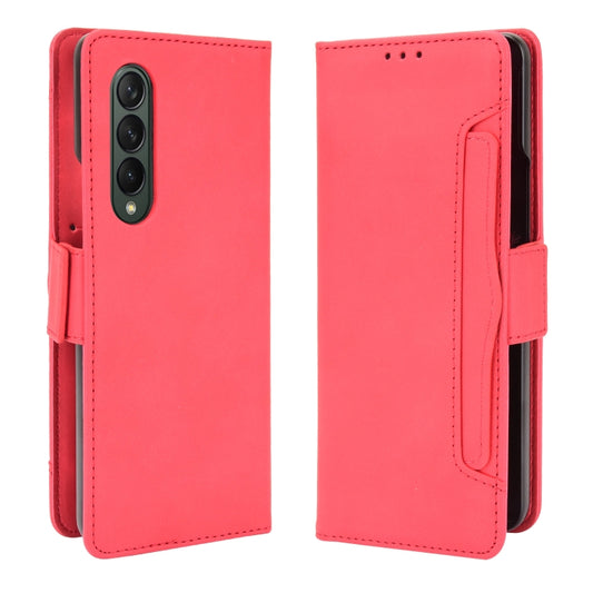 For Samsung Galaxy Z Fold3 5G Skin Feel Calf Pattern Horizontal Flip Leather Case with Holder & Card Slots & Photo Frame(Red) - Galaxy Phone Cases by GKK | Online Shopping UK | buy2fix