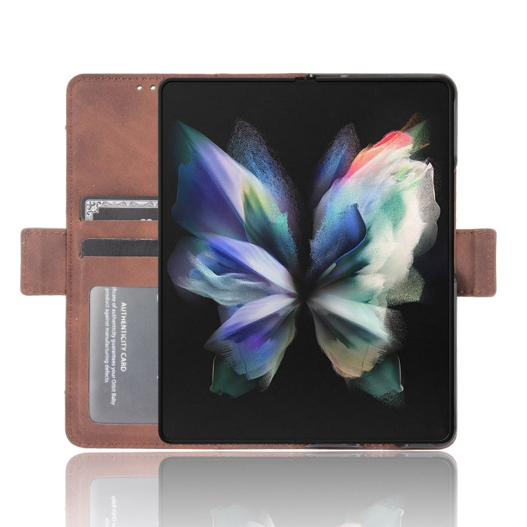 For Samsung Galaxy Z Fold3 5G Skin Feel Calf Pattern Horizontal Flip Leather Case with Holder & Card Slots & Photo Frame(Brown) - Galaxy Phone Cases by GKK | Online Shopping UK | buy2fix