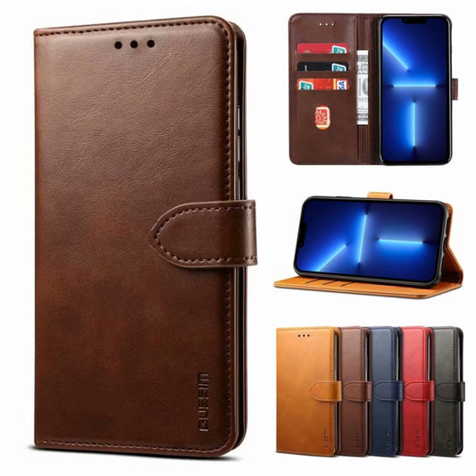 For iPhone 13 Pro GUSSIM Business Style Horizontal Flip Leather Case with Holder & Card Slots & Wallet (Brown) - iPhone 13 Pro Cases by GUSSIM | Online Shopping UK | buy2fix