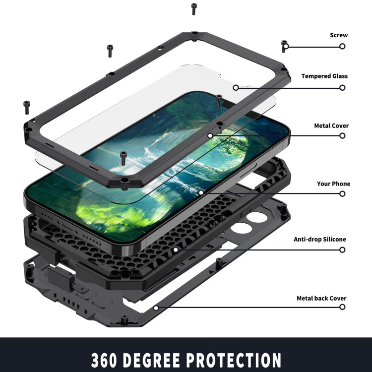 For iPhone 13 Pro R-JUST Sliding Camera Shockproof Life Waterproof Dust-proof Metal + Silicone Protective Case with Holder (Black) - iPhone 13 Pro Cases by R-JUST | Online Shopping UK | buy2fix