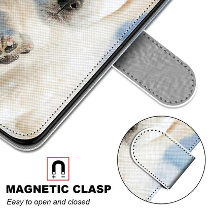 For iPhone 13 Pro Coloured Drawing Cross Texture Horizontal Flip PU Leather Case with Holder & Card Slots & Wallet & Lanyard (Snow Puppy) - iPhone 13 Pro Cases by buy2fix | Online Shopping UK | buy2fix