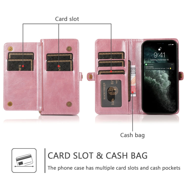 For iPhone 13 mini Strong Magnetic Detachable Horizontal Flip Leather Case with Card Slots & Wallet For  iPhone 13 Mini(Rose Gold) - iPhone 13 mini Cases by buy2fix | Online Shopping UK | buy2fix