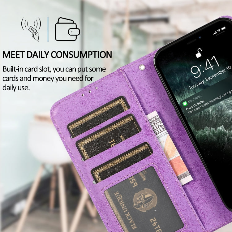 For iPhone 13 mini Retro 2 in 1 Detachable Horizontal Flip Leather Case with Card Slots & Wallet For  iPhone 13 Mini(Purple) - iPhone 13 mini Cases by buy2fix | Online Shopping UK | buy2fix