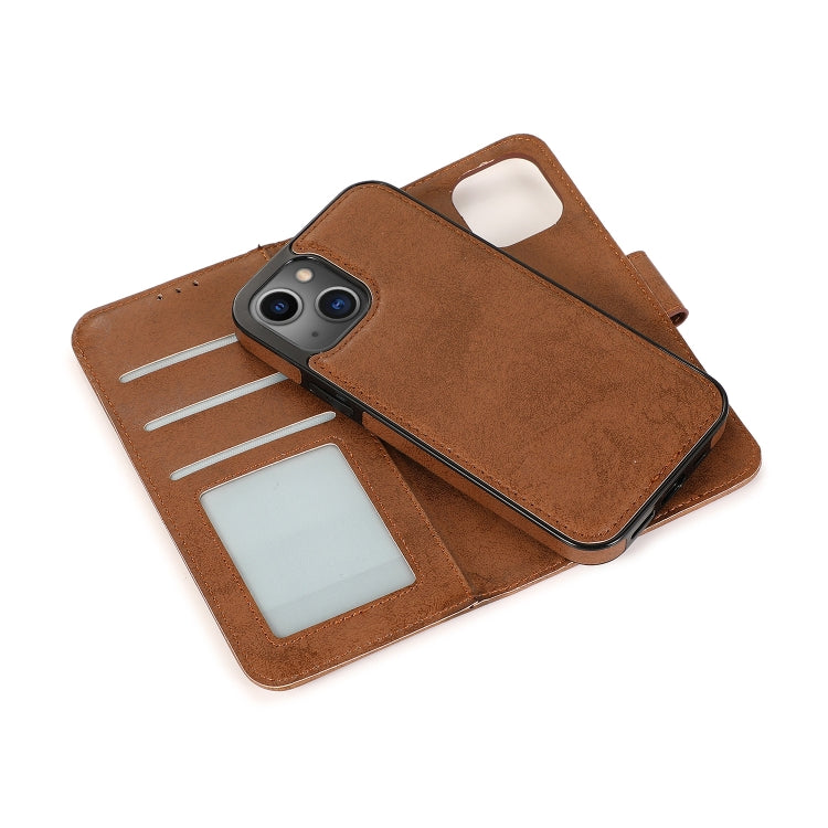 For iPhone 13 mini Retro 2 in 1 Detachable Horizontal Flip Leather Case with Card Slots & Wallet For  iPhone 13 Mini(Brown) - iPhone 13 mini Cases by buy2fix | Online Shopping UK | buy2fix