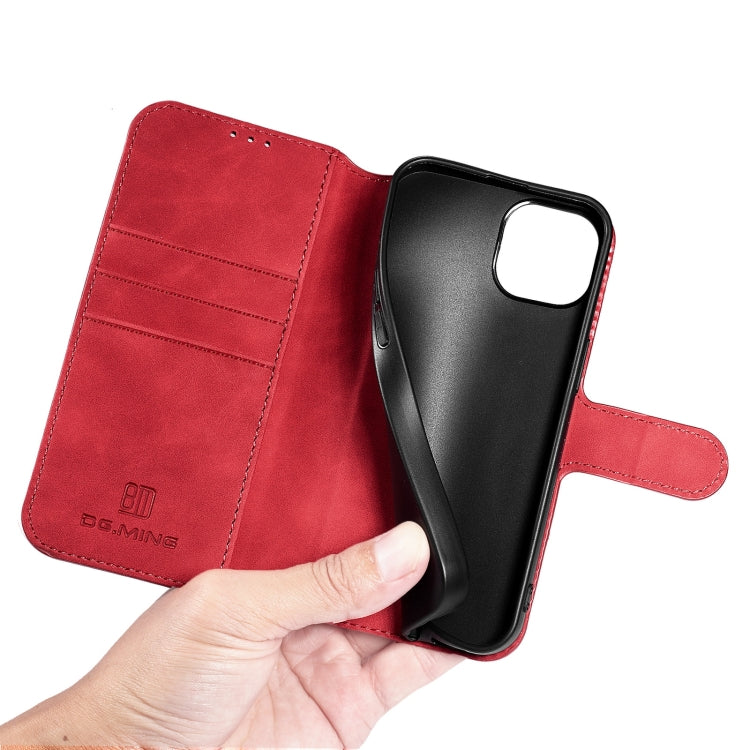 For iPhone 13 DG.MING Retro Oil Side Horizontal Flip Leather Case with Holder & Card Slots & Wallet(Red) - iPhone 13 Cases by DG.MING | Online Shopping UK | buy2fix