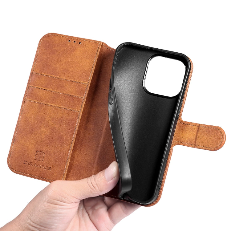 For iPhone 13 Pro DG.MING Retro Oil Side Horizontal Flip Leather Case with Holder & Card Slots & Wallet (Brown) - iPhone 13 Pro Cases by DG.MING | Online Shopping UK | buy2fix