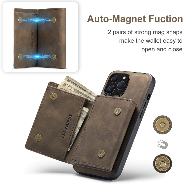 For iPhone 13 Pro DG.MING M1 Series 3-Fold Multi Card Wallet Shockproof Case with Holder Function (Coffee) - iPhone 13 Pro Cases by DG.MING | Online Shopping UK | buy2fix