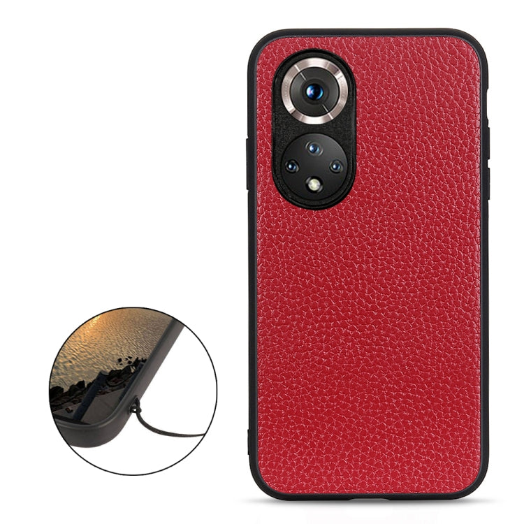 For Honor 50 Accurate Hole Litchi Texture Leather Shockproof Case(Red) - Honor Cases by buy2fix | Online Shopping UK | buy2fix