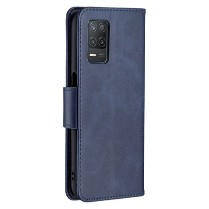 For OPPO Realme 8 5G/Realme V13 5G Retro Lambskin Texture Pure Color Horizontal Flip PU Leather Case with Holder & Card Slots & Wallet & Lanyard(Blue) - Realme Cases by buy2fix | Online Shopping UK | buy2fix