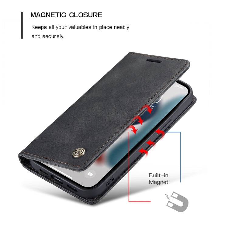 For iPhone 13 CaseMe-013 Multifunctional Retro Frosted Horizontal Flip Leather Case with Card Slot & Holder & Wallet(Black) - iPhone 13 Cases by CaseMe | Online Shopping UK | buy2fix