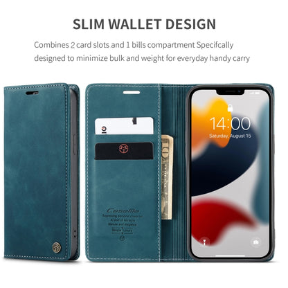 For iPhone 13 Pro CaseMe-013 Multifunctional Retro Frosted Horizontal Flip Leather Case with Card Slot & Holder & Wallet (Blue) - iPhone 13 Pro Cases by CaseMe | Online Shopping UK | buy2fix