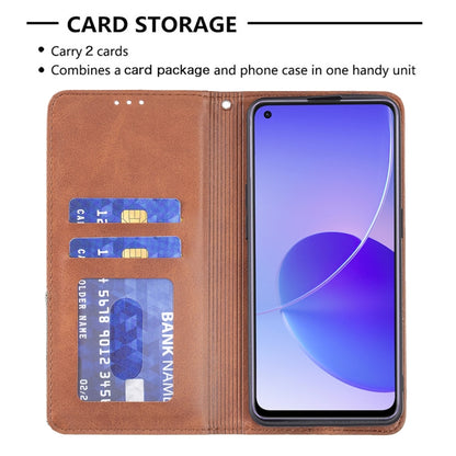 For OPPO Reno6 Rhombus Texture Horizontal Flip Magnetic Leather Case with Holder & Card Slots(Brown) - OPPO Cases by buy2fix | Online Shopping UK | buy2fix