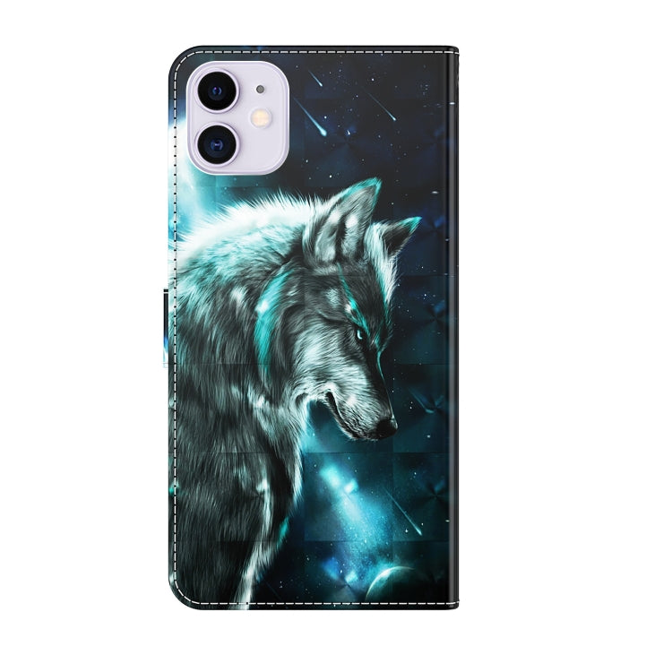 For iPhone 13 mini 3D Painting Pattern Horizontal Flip TPU + PU Leather Case with Holder & Card Slots & Wallet (Wolf) - iPhone 13 mini Cases by buy2fix | Online Shopping UK | buy2fix