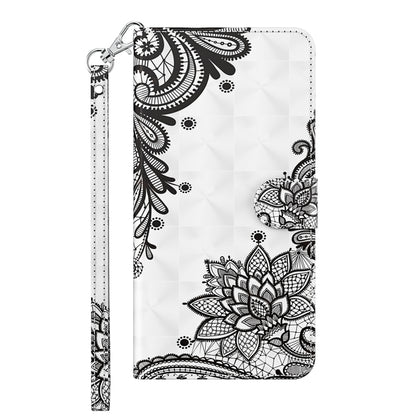 For iPhone 13 mini 3D Painting Pattern Horizontal Flip TPU + PU Leather Case with Holder & Card Slots & Wallet (Diagonal Black Flower) - iPhone 13 mini Cases by buy2fix | Online Shopping UK | buy2fix