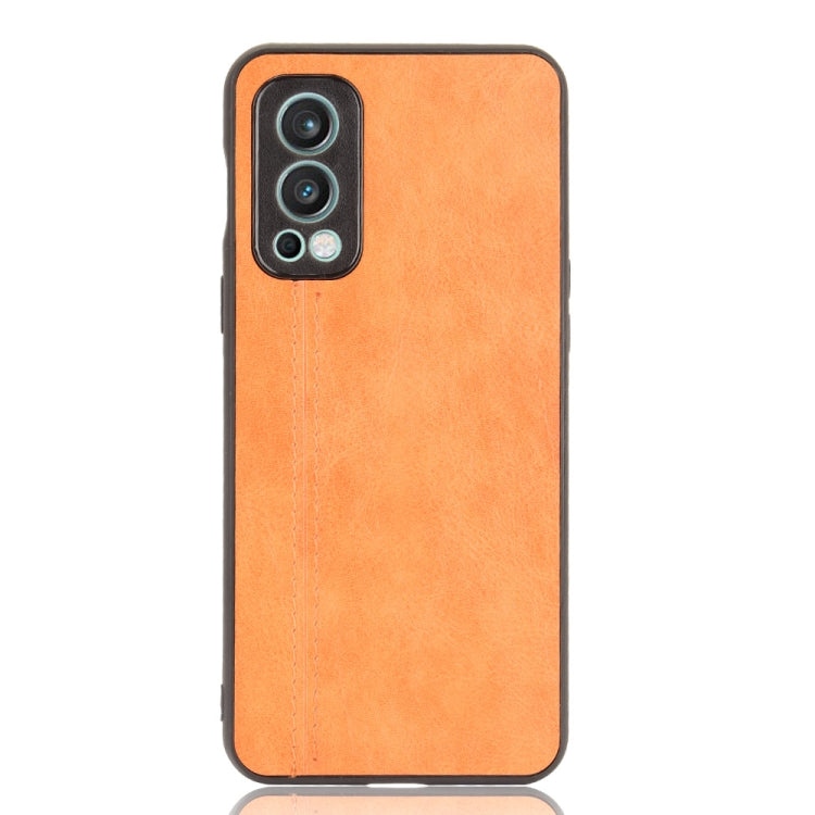 For OnePlus Nord 2 5G Shockproof Sewing Cow Pattern Skin PC + PU + TPU Case(Orange) - OnePlus Cases by buy2fix | Online Shopping UK | buy2fix