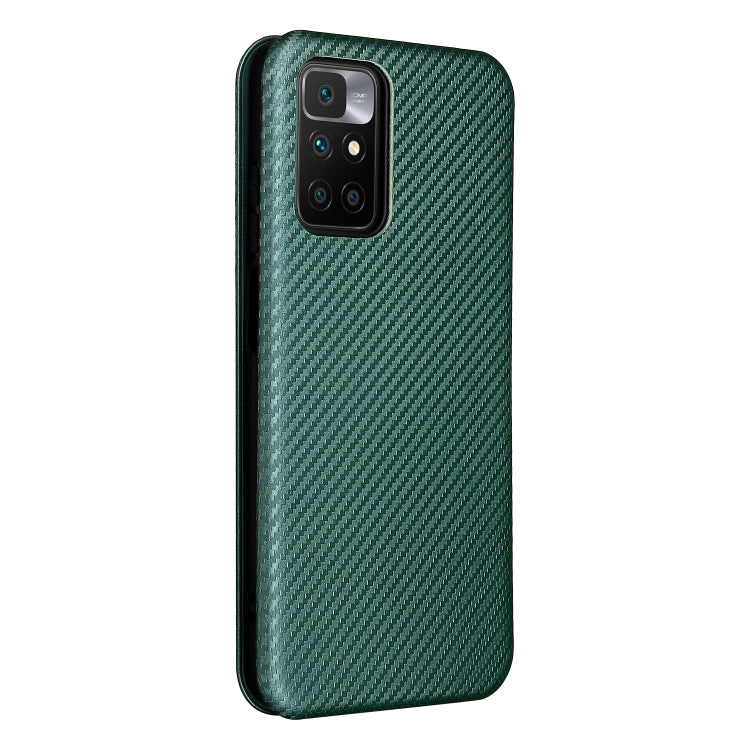 Carbon Fiber Texture Horizontal Flip TPU + PC + PU Leather Case with Card Slot For Xiaomi Redmi 10(Green) - Xiaomi Cases by buy2fix | Online Shopping UK | buy2fix