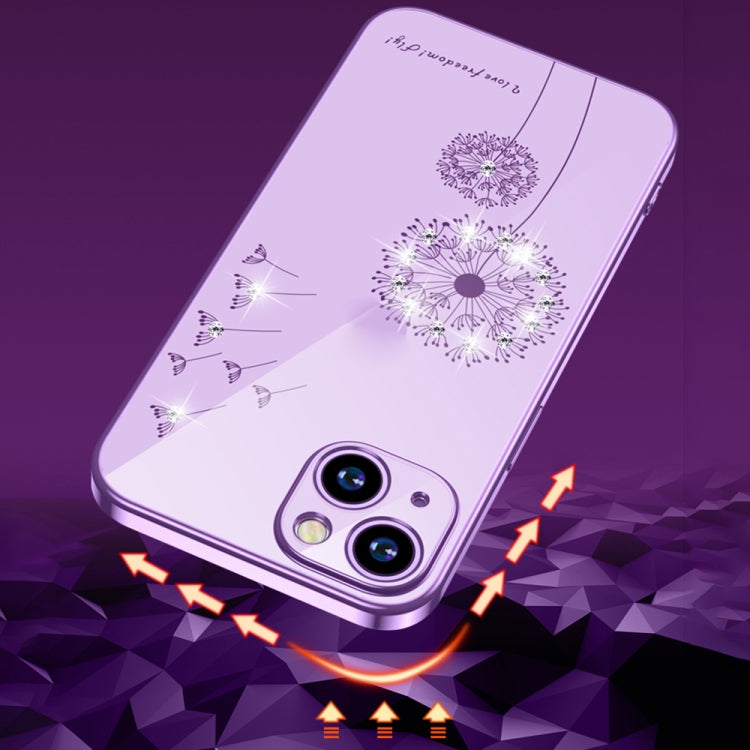 For iPhone 13 mini Electroplating Diamond Dandelion Pattern TPU Shockproof Protective Case (Rose Gold) - iPhone 13 mini Cases by buy2fix | Online Shopping UK | buy2fix