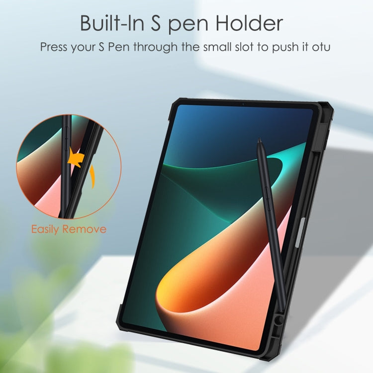 For Xiaomi Pad 5 / 5 Pro Three-fold Transparent TPU Horizontal Flip Leather Case with Pen Slot & Three-fold Holder & Sleep / Wake-up Function(Black) - More Tablet Cases by buy2fix | Online Shopping UK | buy2fix