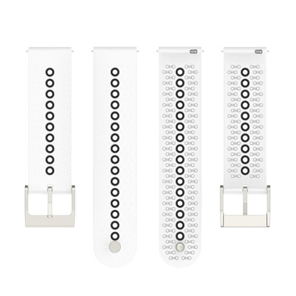 20mm Universal Colorful Hole Silicone Watch Band(White Black) - Watch Bands by buy2fix | Online Shopping UK | buy2fix