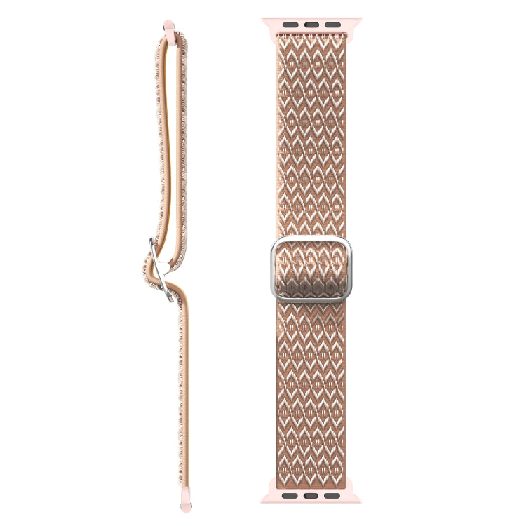 Adjustable Rhombic Texture Elastic Watch Band For Apple Watch Ultra 49mm&Watch Ultra 2 49mm / Series 9&8&7 45mm / SE 3&SE 2&6&SE&5&4 44mm / 3&2&1 42mm(Pink) - Watch Bands by buy2fix | Online Shopping UK | buy2fix