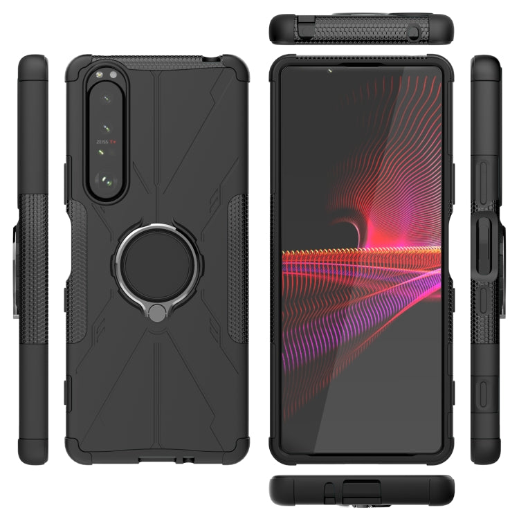 For Sony Xperia 1 III Armor Bear Shockproof PC + TPU Protective Case with Ring Holder(Black) - Sony Cases by buy2fix | Online Shopping UK | buy2fix