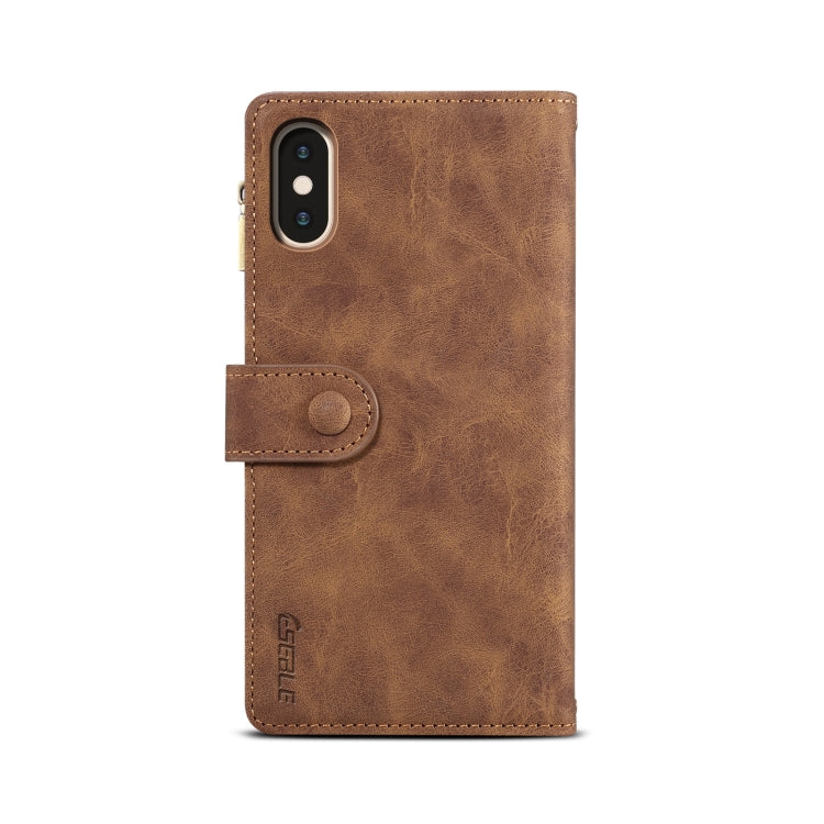 For iPhone XS Max Retro Frosted Horizontal Flip Leather Case with Holder & Card Slot & Wallet & Zipper Pocket & Lanyard(Brown) - More iPhone Cases by buy2fix | Online Shopping UK | buy2fix