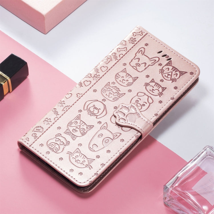 For Infinix Note 8 Lovely Cat and Dog Embossing Pattern Horizontal Flip Leather Case , with Holder & Card Slots & Wallet & Cartoon Clasp & Lanyard(Rose Gold) - Infinix Cases by buy2fix | Online Shopping UK | buy2fix