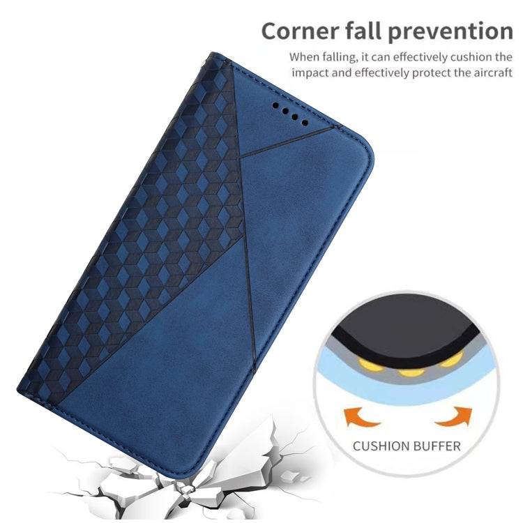 For iPhone 12 / 12 Pro Diamond Pattern Splicing Skin Feel Magnetic Horizontal Flip Leather Case with Card Slots & Holder & Wallet(Blue) - iPhone 12 / 12 Pro Cases by buy2fix | Online Shopping UK | buy2fix