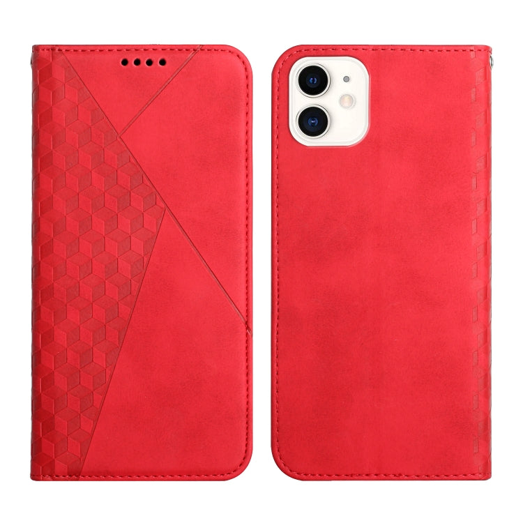 For iPhone 11 Diamond Pattern Splicing Skin Feel Magnetic Horizontal Flip Leather Case with Card Slots & Holder & Wallet (Red) - iPhone 11 Cases by buy2fix | Online Shopping UK | buy2fix