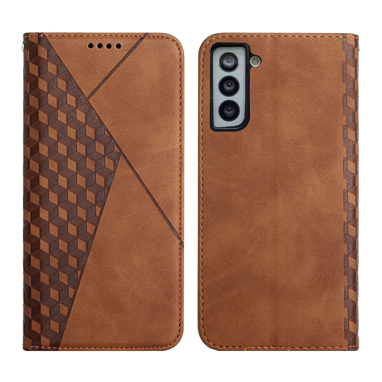 For Samsung Galaxy S21+ 5G Diamond Pattern Splicing Skin Feel Magnetic Horizontal Flip Leather Case with Card Slots & Holder & Wallet(Brown) - Galaxy S21+ 5G Cases by buy2fix | Online Shopping UK | buy2fix