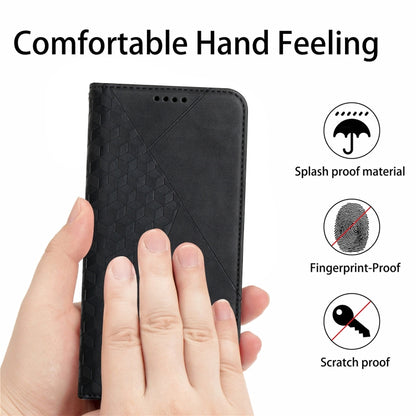 For OPPO A94 5G / F19 Pro+ 5G Diamond Pattern Splicing Skin Feel Magnetic Horizontal Flip Leather Case with Card Slots & Holder & Wallet(Black) - OPPO Cases by buy2fix | Online Shopping UK | buy2fix