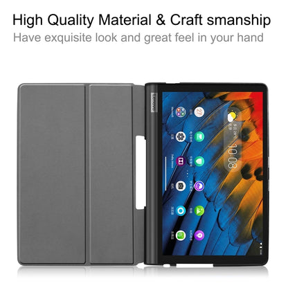 For Lenovo Yoga Smart Tab Custer Texture Horizontal Flip Leather Case with Two-folding Holder(Grey) - Lenovo by buy2fix | Online Shopping UK | buy2fix