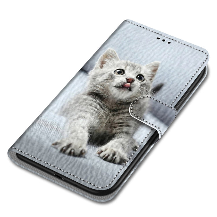 For Xiaomi Redmi 10 Coloured Drawing Cross Texture Horizontal Flip PU Leather Case with Holder & Card Slots & Wallet & Lanyard(Small Gray Cat) - Xiaomi Cases by buy2fix | Online Shopping UK | buy2fix