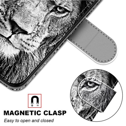 For OPPO A93 5G / A93s 5G / A54 5G / A74 5G Coloured Drawing Cross Texture Horizontal Flip PU Leather Case with Holder & Card Slots & Wallet & Lanyard(Black White Lion Head) - OPPO Cases by buy2fix | Online Shopping UK | buy2fix