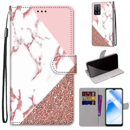 For OPPO A54 4G / A16 4G / A53s 5G / A55 5G Coloured Drawing Cross Texture Horizontal Flip PU Leather Case with Holder & Card Slots & Wallet & Lanyard(Pink Stone Texture) - OPPO Cases by buy2fix | Online Shopping UK | buy2fix