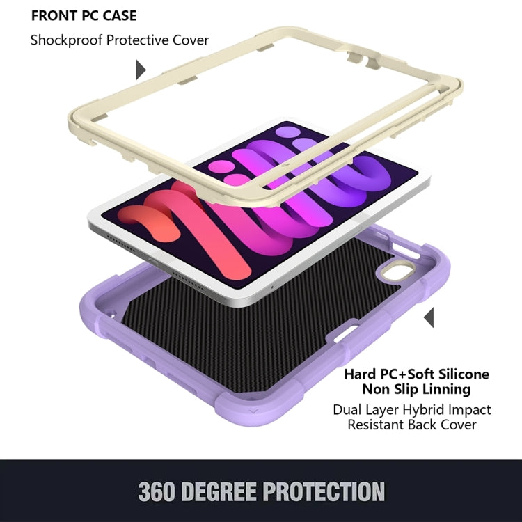 For iPad mini 6 Beige PC + Silicone Anti-drop Protective Tablet Case with Butterfly Shape Holder & Pen Slot(Beige + Light Purple) - iPad mini 6 Cases by buy2fix | Online Shopping UK | buy2fix