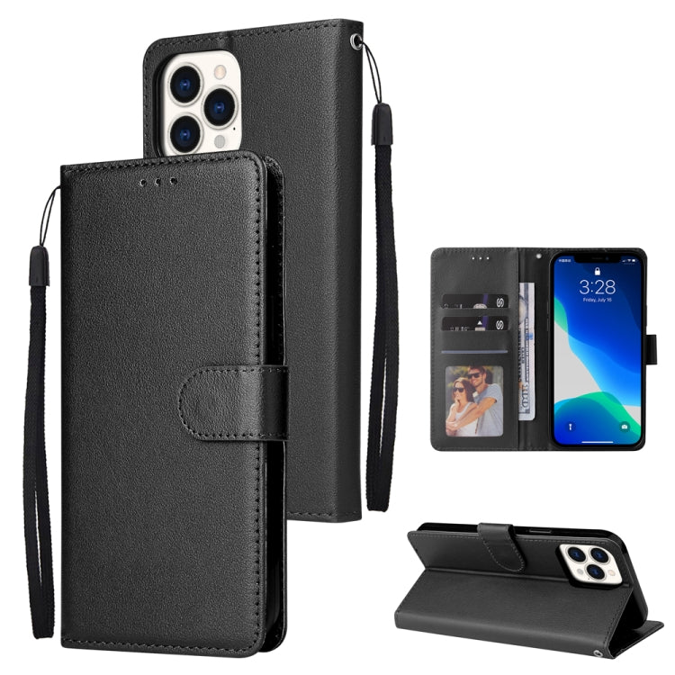 For iPhone 13 Multifunctional Horizontal Flip Leather Case, with Three Card Slot & Holder & Photo Frame & Lanyard(Black) - iPhone 13 Cases by buy2fix | Online Shopping UK | buy2fix