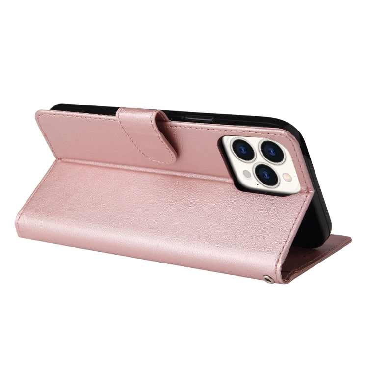For iPhone 13 Pro Max Multifunctional Horizontal Flip Leather Case, with Three Card Slot & Holder & Photo Frame & Lanyard (Rose Gold) - iPhone 13 Pro Max Cases by buy2fix | Online Shopping UK | buy2fix