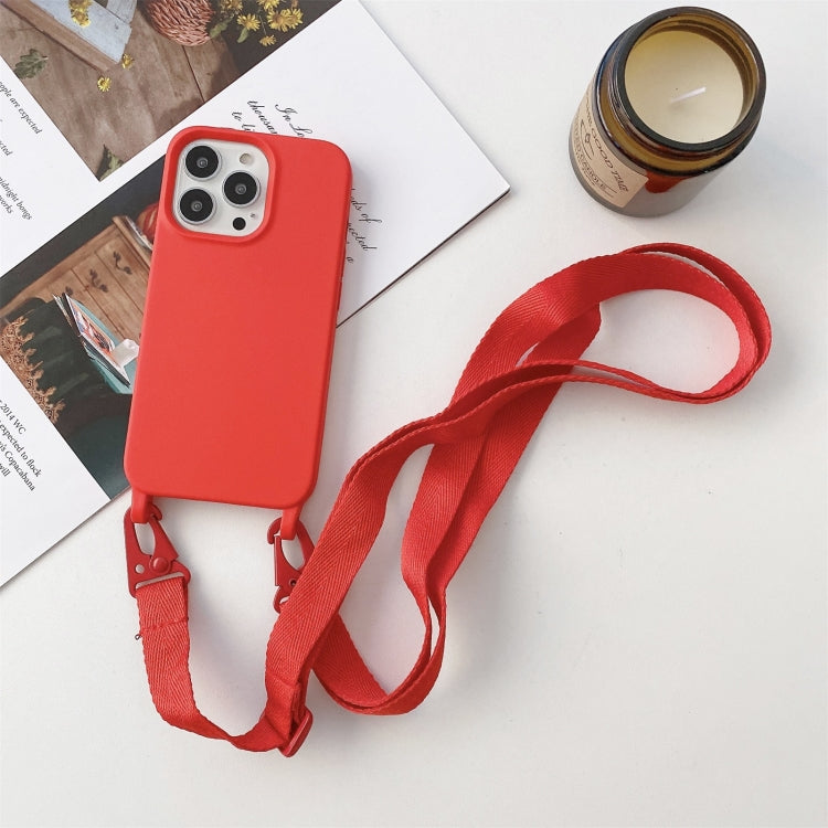 For iPhone 12 Pro Max Elastic Silicone Protective Case with Wide Neck Lanyard(Red) - iPhone 12 Pro Max Cases by buy2fix | Online Shopping UK | buy2fix