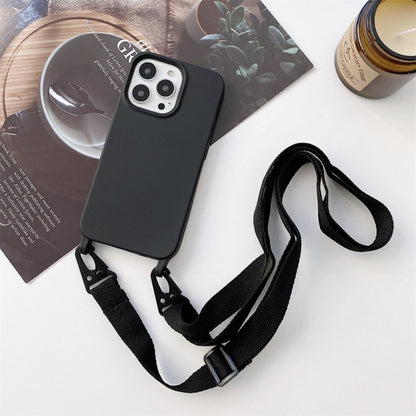 For iPhone 11 Elastic Silicone Protective Case with Wide Neck Lanyard (Black) - iPhone 11 Cases by buy2fix | Online Shopping UK | buy2fix