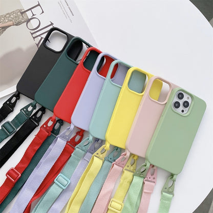 For iPhone 11 Pro Max Elastic Silicone Protective Case with Wide Neck Lanyard (Dark Green) - iPhone 11 Pro Max Cases by buy2fix | Online Shopping UK | buy2fix