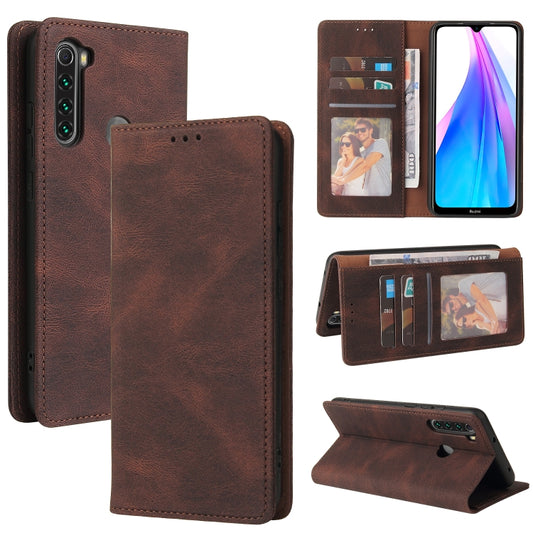 For Xiaomi Redmi Note 8T Simple Suction Closure Horizontal Flip Leather Case with Holder & Card Slot & Wallet(Brown) - Xiaomi Cases by buy2fix | Online Shopping UK | buy2fix