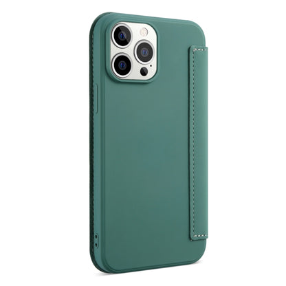 For iPhone 13 Pro Skin Feel Horizontal Flip PU Leather Case with Holder & Card Slot (Deep Green) - iPhone 13 Pro Cases by buy2fix | Online Shopping UK | buy2fix