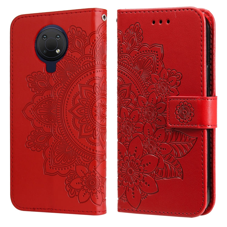 For Nokia G10 / G20 / 6.3 7-petal Flowers Embossing Pattern Horizontal Flip PU Leather Case with Holder & Card Slots & Wallet & Photo Frame(Red) - Nokia Cases by buy2fix | Online Shopping UK | buy2fix