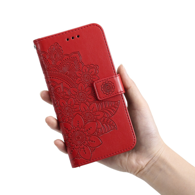 For OPPO Realme GT Master / Realme Q3 Pro 7-petal Flowers Embossing Pattern Horizontal Flip PU Leather Case with Holder & Card Slots & Wallet & Photo Frame(Red) - Realme Cases by buy2fix | Online Shopping UK | buy2fix