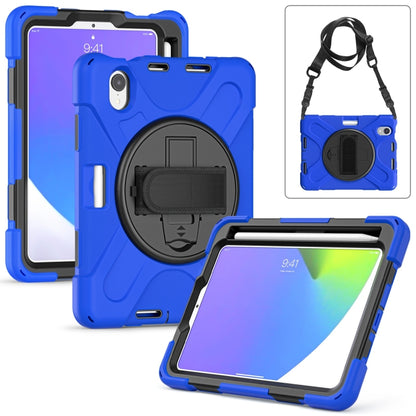 For iPad mini 6 Silicone + PC Protective Tablet Case with Holder & Shoulder Strap(Blue) - iPad mini 6 Cases by buy2fix | Online Shopping UK | buy2fix