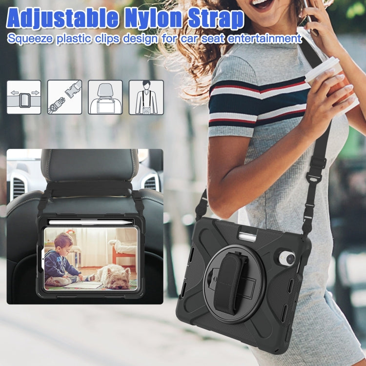 For iPad mini 6 Silicone + PC Protective Tablet Case with Holder & Shoulder Strap(Black) - iPad mini 6 Cases by buy2fix | Online Shopping UK | buy2fix