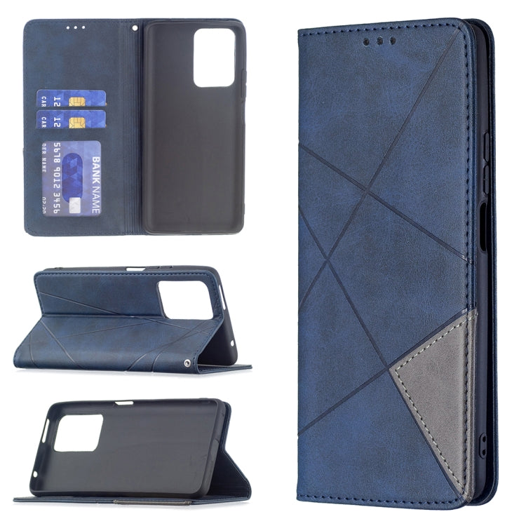 For Xiaomi Mi 11T Rhombus Texture Horizontal Flip Magnetic Leather Case with Holder & Card Slots(Blue) - Xiaomi Cases by buy2fix | Online Shopping UK | buy2fix