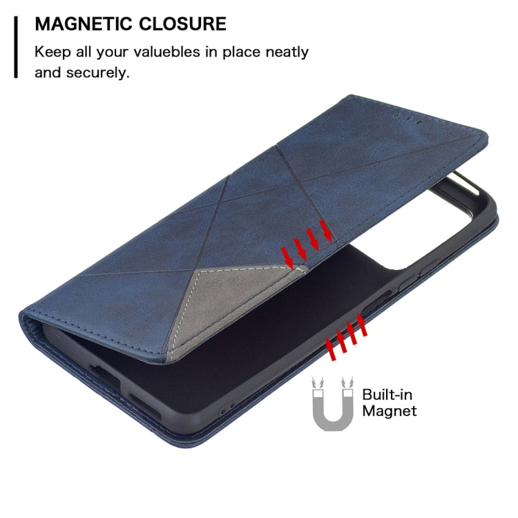 For Xiaomi Mi 11T Rhombus Texture Horizontal Flip Magnetic Leather Case with Holder & Card Slots(Blue) - Xiaomi Cases by buy2fix | Online Shopping UK | buy2fix